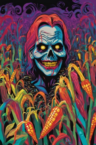 calaverita sugar,maize,neon candy corns,day of the dead,day of the dead icons,days of the dead,day of the dead skeleton,corn stalks,dia de los muertos,ornamental corn,forage corn,kernels,calavera,corn field,cd cover,day of the dead truck,playcorn,el dia de los muertos,day of the dead frame,corn kernels,Conceptual Art,Oil color,Oil Color 21