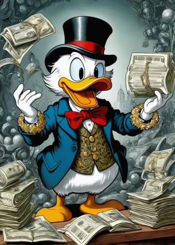 donald duck,donald,wealth,glut of money,the duck,canard,businessman,money case,cayuga duck,the dollar,tax evasion,wealthy,us-dollar,billionaire,usd,dollar,destroy money,brahminy duck,png image,an investor,Illustration,Retro,Retro 24
