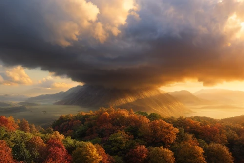 autumn mountains,autumn landscape,mountain sunrise,fall landscape,fire in the mountains,mountain landscape,autumn scenery,mountainous landscape,sky of autumn,blue ridge mountains,autumn background,volcanic landscape,autumn fog,autumn morning,carpathians,colors of autumn,beech mountains,nature landscape,landscape background,the landscape of the mountains,Realistic,Landscapes,None