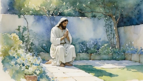woman praying,woman at the well,praying woman,church painting,girl praying,the prophet mary,the annunciation,girl in the garden,empty tomb,watercolor painting,watercolor,mary 1,bible pics,watercolor background,watercolor paint,the good shepherd,in the garden,psalm sunday,watercolors,water color,Illustration,Paper based,Paper Based 23