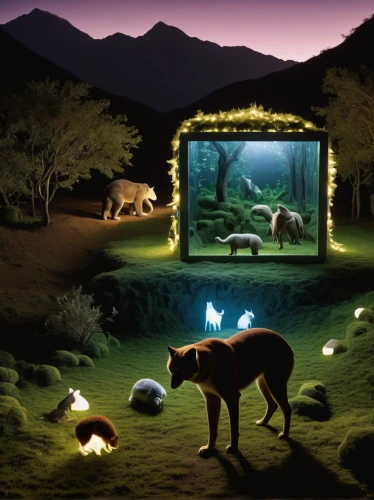 christmas manger,nativity scene,landscape lighting,dog house,diorama,christmas animals,kennel,schleich,whimsical animals,animal film,dog house frame,animal zoo,fantasy picture,forest animals,green animals,herd protection dog,aquarium decor,pet shop,the wolf pit,kennel club,Photography,Documentary Photography,Documentary Photography 37