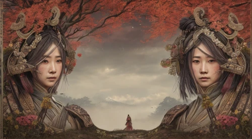 chinese art,parallel worlds,yi sun sin,mirror image,oriental painting,japanese art,fantasy picture,photomanipulation,taiwanese opera,parallel world,image manipulation,fantasy portrait,fantasy art,photo manipulation,autumn background,photomontage,danyang eight scenic,cd cover,bodhisattva,round autumn frame,Game Scene Design,Game Scene Design,Japanese Martial Arts