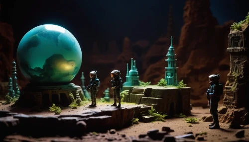 crystal egg,stalagmite,alien world,diorama,3d fantasy,alien planet,fairy house,miniatures,broken eggs,fairy village,neo-stone age,terraforming,blue eggs,scale model,mushroom landscape,tiny world,fantasy landscape,easter egg sorbian,bird's egg,purpurite,Unique,3D,Toy