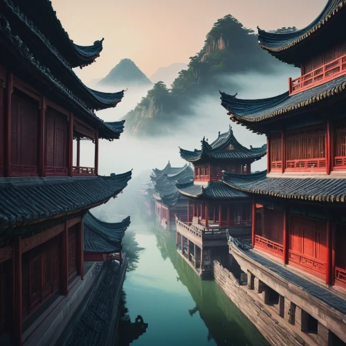 chinese architecture,asian architecture,chinese temple,forbidden palace,south korea,oriental,suzhou,hall of supreme harmony,yunnan,chinese art,beautiful buildings,chinese background,xi'an,ancient buildings,japan landscape,china,seoul,world digital painting,chinese clouds,ancient city,Conceptual Art,Fantasy,Fantasy 32