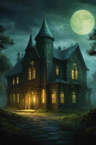 witch's house,witch house,the haunted house,haunted house,creepy house,haunted castle,ghost castle,halloween background,house silhouette,lonely house,house in the forest,ancient house,victorian house,halloween and horror,halloween scene,moonlit night,halloween illustration,halloween poster,devilwood,haunted,Illustration,Paper based,Paper Based 18