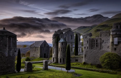 ghost castle,eilean donan castle,stone towers,scotland,castles,scottish highlands,ruined castle,gothic architecture,eilean donan,haunted castle,ireland,hogwarts,scottish folly,isle of skye,medieval architecture,fairytale castle,northern ireland,castle of the corvin,fantasy landscape,celtic cross,Realistic,Landscapes,Medieval