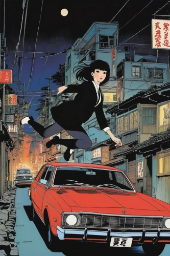 lupin,detective conan,flying girl,yukio,flip (acrobatic),flying noodles,levitation,choi kwang-do,hover,kick,jump,suzuki,matsuno,daredevil,drive,jackie chan,kung fu,honda domani,sakana,phengaris,Illustration,Black and White,Black and White 17