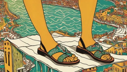 travel poster,cablecar,gondolas,shoefiti,skycraper,escher,hong kong,sakana,shoes icon,tokyo city,tie shoes,vertigo,osaka,tokyo,gaudí,above the city,flapper shoes,bathing shoes,sailboats,venezia,Art,Artistic Painting,Artistic Painting 07