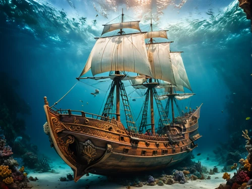 maelstrom,galleon ship,sea fantasy,sea sailing ship,east indiaman,galleon,caravel,pirate ship,fantasy picture,waterglobe,sailing ship,pirate treasure,sail ship,fantasy art,sailing ships,full-rigged ship,mayflower,underwater background,3d fantasy,shipwreck,Photography,General,Fantasy