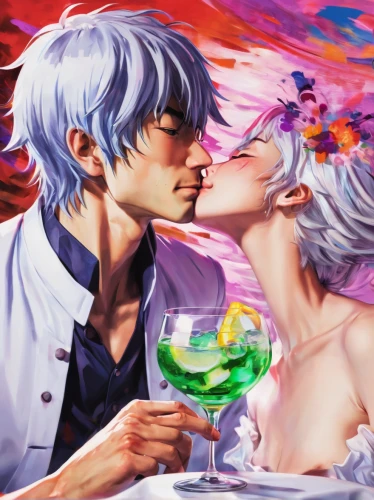 gin,watercolor cocktails,absinthe,gin and tonic,evangelion,blue hawaii,rei ayanami,cocktail,have a drink,silver wedding,a drink,lovesickness,drinking party,drinks,romantic portrait,drink,coctail,cocktails,drinking,sweet taste,Conceptual Art,Oil color,Oil Color 21