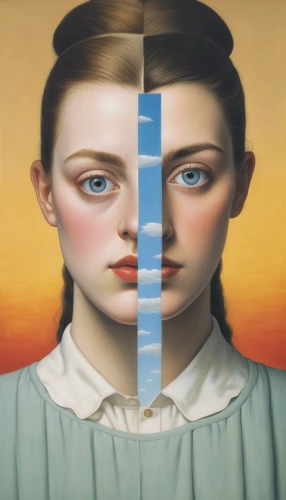 morning illusion,dualism,illusion,parallel worlds,mirror image,optical illusion,optical ilusion,symmetric,self-deception,meridians,surrealism,the illusion,contemporary witnesses,gemini,self-reflection,symmetry,parallel,two girls,duality,the girl's face,Art,Artistic Painting,Artistic Painting 06