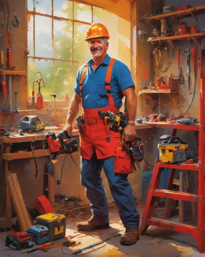 tradesman,repairman,craftsman,handyman,carpenter,a carpenter,ironworker,blue-collar worker,mechanic,builder,construction worker,power tool,woodworker,plumber,blue-collar,tool belts,tool belt,technician,workbench,electrician,Conceptual Art,Sci-Fi,Sci-Fi 22