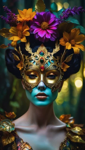 venetian mask,masquerade,golden mask,gold mask,the carnival of venice,golden wreath,masque,headdress,masks,balinese,tribal masks,bodypainting,golden crown,faerie,faery,fantasy portrait,headpiece,adornments,brazil carnival,body painting,Photography,Artistic Photography,Artistic Photography 08