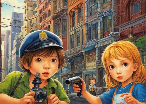 policia,children's background,little boy and girl,policeman,policewoman,police,studio ghibli,play street,cops,officer,police force,police work,traffic cop,action-adventure game,kids fire brigade,police officer,adventure game,vintage boy and girl,boy and girl,playstation 2,Illustration,Japanese style,Japanese Style 18