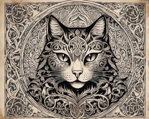 cat line art,cat vector,cat frame,cat portrait,drawing cat,vintage cat,capricorn kitz,tabby cat,line art animal,doodle cat,ocicat,silver tabby,art nouveau design,feline,chartreux,tapestry,red tabby,egyptian mau,decorative rubber stamp,cat sparrow,Illustration,Realistic Fantasy,Realistic Fantasy 42