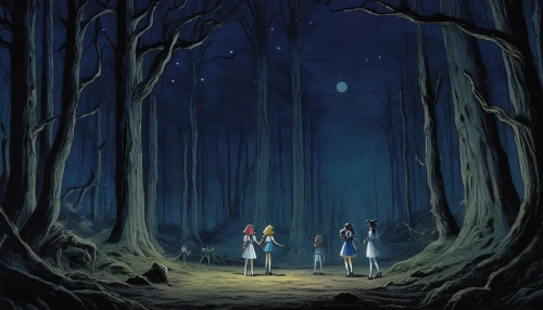 studio ghibli,the three magi,enchanted forest,forest of dreams,forest walk,haunted forest,fairy forest,happy children playing in the forest,the forest,in the forest,forest,adventure game,old-growth forest,devilwood,forest background,cartoon forest,holy forest,black forest,star wood,fireflies,Illustration,Black and White,Black and White 23