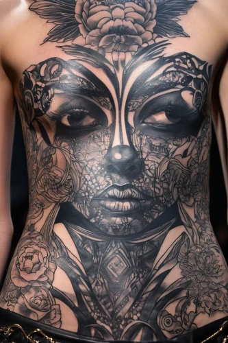 tattoo girl,body art,maori,rib cage,ribs back,sleeve,body painting,bodypainting,with tattoo,cover-up,torso,ribs front,bodypaint,breastplate,lotus tattoo,tattoo,my back,tattooed,tattoo expo,ink,Photography,Fashion Photography,Fashion Photography 14