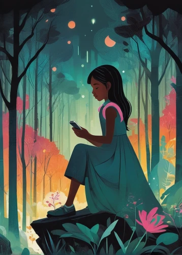 sci fiction illustration,fireflies,girl with tree,little girl reading,mystical portrait of a girl,mystery book cover,digital illustration,book illustration,the girl next to the tree,game illustration,girl studying,forest of dreams,firefly,ballerina in the woods,rosa ' amber cover,fairy forest,enchanted,enchanted forest,digital painting,a fairy tale,Illustration,Vector,Vector 08