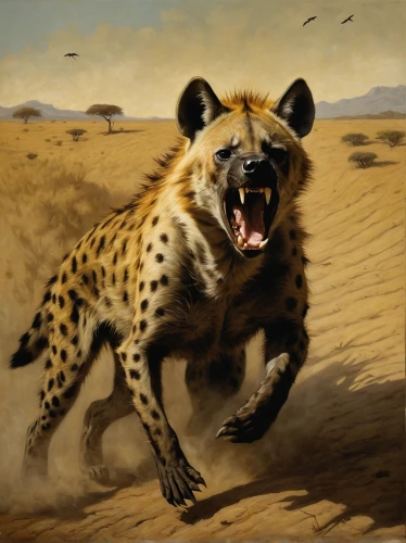 spotted hyena,animals hunting,cheetah,predation,wild cat,hyena,wild dog,hunting scene,cheetahs,canis panther,roaring,african wild dog,philomachus pugnax,terrestrial animal,feral,african leopard,leopard head,serengeti,jaguar,mountain lion,Illustration,Realistic Fantasy,Realistic Fantasy 09