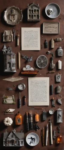 apothecary,miniatures,objects,dolls houses,wooden toys,dollhouse accessory,assemblage,antiques,collectibles,art tools,antiquariat,a drawer,antique background,catalog,attic treasures,clue and white,trinkets,treasure chest,woodwork,treasure house,Unique,Design,Knolling