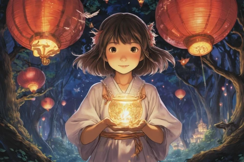 lantern,lanterns,illuminated lantern,fairy lanterns,japanese lantern,studio ghibli,angel lanterns,christmas lantern,hanging lantern,tea-lights,lantern string,chinese lanterns,chinese lantern,amano,fireflies,magical,tea lights,aonori,luminous,japanese lamp,Illustration,Realistic Fantasy,Realistic Fantasy 02