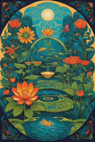 lotus on pond,lily pond,lotus pond,lilly pond,water lotus,water lily plate,lotus,lotus blossom,koi pond,sacred lotus,water lilies,lily pads,pond flower,lotuses,lotus flowers,lotus flower,lotus effect,waterlily,lotus plants,garden pond,Illustration,American Style,American Style 12