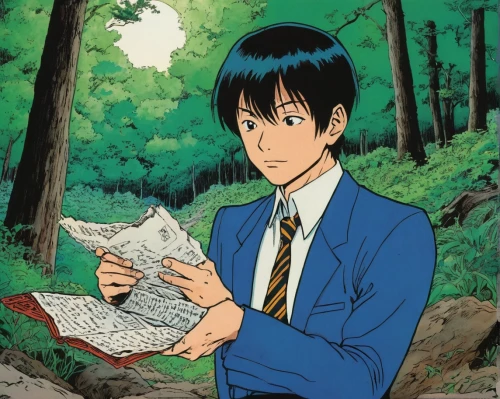 reading the newspaper,lupin,newspaper reading,yukio,typesetting,matsuno,detective conan,bookworm,paperwork,coloring,reading,anime cartoon,jin deui,anime boy,forest man,scholar,paper background,colouring,laid paper,aonori,Illustration,Black and White,Black and White 17