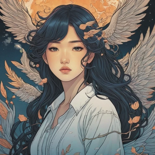 angel,baroque angel,vintage angel,crying angel,fallen angel,amano,winged heart,angel girl,archangel,winged,uriel,angel wings,harpy,angelic,guardian angel,angel wing,angel face,the angel with the veronica veil,vane,fire angel,Illustration,Japanese style,Japanese Style 15