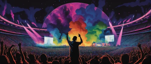 life stage icon,music festival,rave,concert,muse,raised hands,rock concert,live concert,soundcloud logo,worship,the festival of colors,pyrotechnics,tomorrowland,festival,pyrotechnic,soundcloud icon,concert crowd,rainbow background,concert dance,scene cosmic,Art,Artistic Painting,Artistic Painting 21