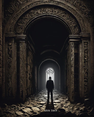 hall of the fallen,creepy doorway,catacombs,haunted cathedral,the threshold of the house,sepulchre,the door,crypt,dark art,threshold,photo manipulation,mortuary temple,enter,play escape game live and win,the mystical path,photomanipulation,door to hell,mausoleum ruins,dark world,labyrinth,Conceptual Art,Daily,Daily 05