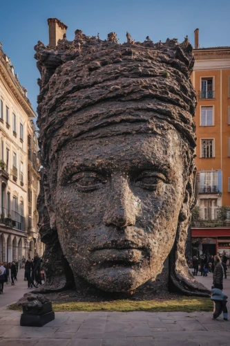 fountain head,stone sculpture,mother earth statue,arles,nimes,public art,girl in a wreath,aix-en-provence,crown of the place,crown of thorns,fountain of neptune,medusa,neptune fountain,piazza navona,scuplture,mozart fountain,sand sculpture,crown-of-thorns,pallas athene fountain,terracotta flower pot,Photography,Documentary Photography,Documentary Photography 35