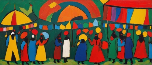 carnival tent,candlemas,procession,eisteddfod,circus tent,maypole,pentecost,khokhloma painting,tent camp,morocco lanterns,tents,summer beach umbrellas,umbrellas,pilgrims,village festival,colorful bunting,garden party,dervishes,all saints' day,basil's cathedral,Art,Artistic Painting,Artistic Painting 36