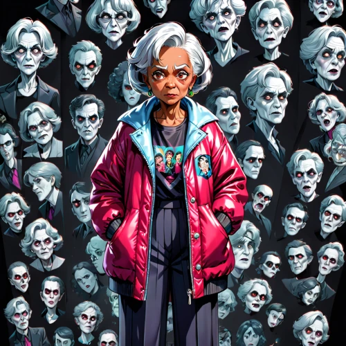 grandma,grandmother,elderly lady,old woman,granny,pensioner,elderly person,portrait background,sci fiction illustration,nanny,digital illustration,woman in menswear,voodoo woman,jigsaw,custom portrait,artist portrait,senior citizen,maria bayo,days of the dead,digital painting,Anime,Anime,General