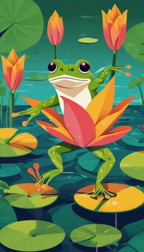 lotus on pond,lotus pond,lily pond,lily pad,frog background,pond lily,pond flower,water lily,waterlily,water lilies,lotus plants,water lotus,lily pads,lotuses,lotus flowers,lilly pond,pond frog,lotus blossom,large water lily,water lilly,Illustration,Vector,Vector 17
