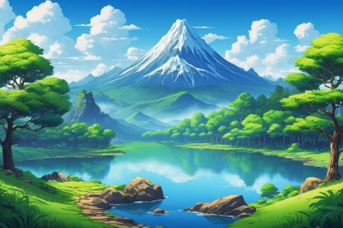 landscape background,cartoon video game background,mountain landscape,mountainous landscape,mountain scene,mountain world,fantasy landscape,mountainous landforms,an island far away landscape,beautiful landscape,nature landscape,high landscape,japanese mountains,mountains,mount scenery,forest background,giant mountains,mountain range,mountain plateau,forest landscape,Illustration,Japanese style,Japanese Style 11