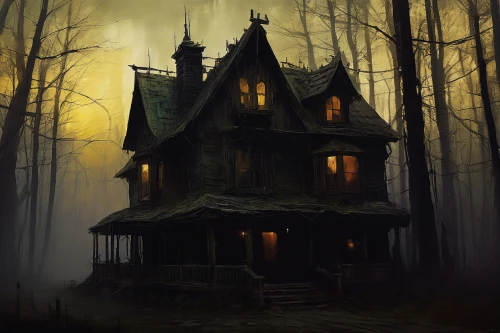 witch house,witch's house,the haunted house,haunted house,creepy house,house in the forest,lonely house,house silhouette,wooden house,little house,abandoned house,old home,cottage,ghost castle,haunted castle,victorian house,log home,haunted,the house,doll's house,Conceptual Art,Oil color,Oil Color 11