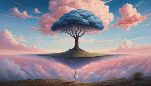 lone tree,isolated tree,floating island,surrealism,surrealistic,flourishing tree,tree of life,equilibrium,mushroom landscape,parallel worlds,magic tree,free land-rose,bodhi tree,tree thoughtless,mother earth,garden of eden,cloud mountain,clouds - sky,earth rise,landscapes,Photography,General,Natural