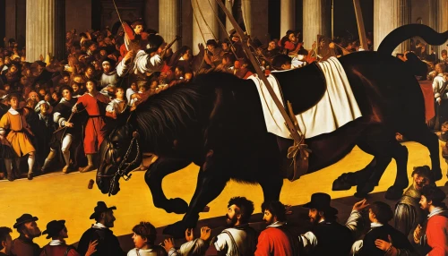 bullfight,man and horses,two-horses,horse racing,black horse,horses,horse race,carnival horse,horseman,procession,horse herd,equestrian sport,equines,cross-country equestrianism,the carnival of venice,bullfighting,equestrianism,racehorse,horse riders,botticelli,Art,Classical Oil Painting,Classical Oil Painting 05