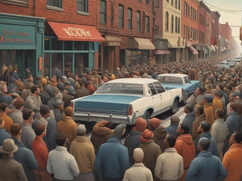 1955 montclair,cadillac sixty special,cadillac de ville series,1950s,crowds,austin cambridge,lincoln motor company,aronde,13 august 1961,lincoln continental mark v,crowd of people,lincoln continental,1950's,1952,1960's,vintage cars,ghost car rally,chrysler windsor,buick invicta,hudson hornet,Art,Artistic Painting,Artistic Painting 48