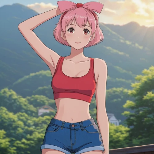 pink hat,summer clothing,llenn,summer swimsuit,strawberry,summer background,jean shorts,one-piece swimsuit,toori,tan-tan,nyan,shochikuume,would a background,honolulu,sakura background,anime japanese clothing,swimsuit,protect,ganai,summer crown,Conceptual Art,Daily,Daily 27