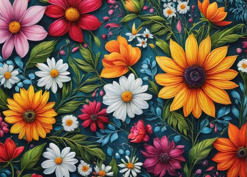 floral digital background,floral background,flower fabric,flowers fabric,blanket of flowers,colorful floral,flowers pattern,flower background,wood daisy background,colorful daisy,african daisies,flower painting,hippie fabric,retro flowers,flowers png,seamless pattern,japanese floral background,floral pattern,flower carpet,flower blanket,Illustration,Abstract Fantasy,Abstract Fantasy 14