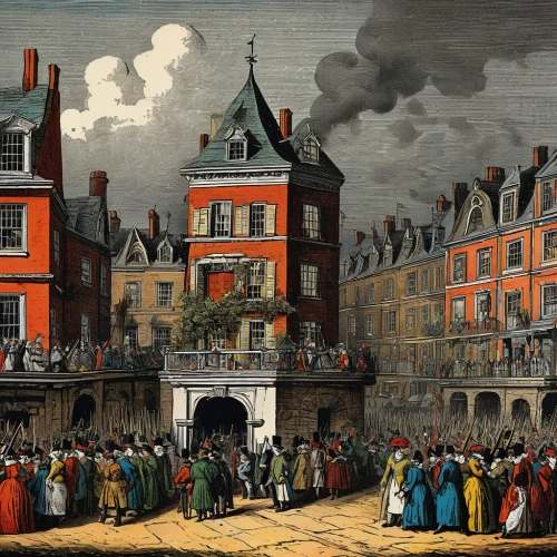 guillotine,the market,waterloo plein,town house,large market,market introduction,waterloo,eastgate street chester,street scene,old street,old trading stock market,19th century,covered market,cordwainer,vauxhall,july 1888,procession,kennel club,shrovetide,old stock exchange,Art,Classical Oil Painting,Classical Oil Painting 39