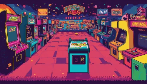 arcade,arcades,arcade games,arcade game,convenience store,pinball,game room,shopping street,shops,shopkeeper,retro diner,alley,gas station,nostalgic,fantasy city,candy store,jukebox,toy store,grocery,colorful city,Unique,Pixel,Pixel 04