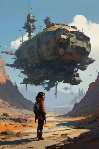 airships,futuristic landscape,scifi,wasteland,airship,sci fi,gas planet,dreadnought,sci-fi,sci - fi,space ships,tank ship,sci fiction illustration,carrack,travelers,traveller,space ship,post-apocalyptic landscape,traveler,nomads,Conceptual Art,Sci-Fi,Sci-Fi 01