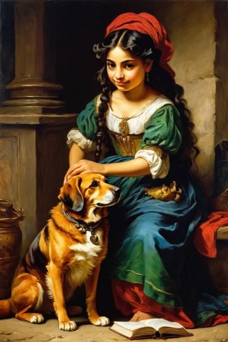 girl with dog,small greek domestic dog,king charles spaniel,female dog,girl with bread-and-butter,tibetan spaniel,maltese,boy and dog,woman holding pie,ancient dog breeds,companion dog,italian painter,girl with cloth,hipparchia,indian dog,puppy pet,old english terrier,english shepherd,cepora judith,dornodo,Art,Classical Oil Painting,Classical Oil Painting 08
