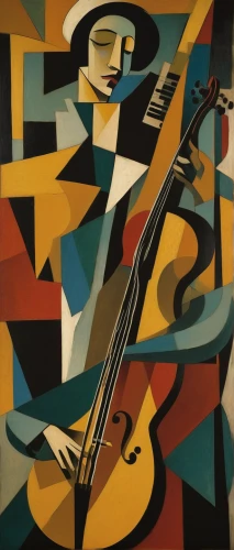 jazz guitarist,woman playing,braque francais,string instruments,musicians,braque saint-germain,musician,stringed instrument,cellist,woman playing violin,string instrument,jazz,itinerant musician,classical guitar,blues and jazz singer,charango,guitar player,art deco woman,jazz bass,jazz singer,Art,Artistic Painting,Artistic Painting 35