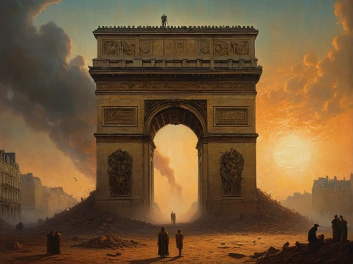 arc de triomphe,paris,triumphal arch,universal exhibition of paris,french digital background,trocadero,champ de mars,france,palais de chaillot,city gate,louvre,paris cafe,archway,guillotine,arc,eiffel,world digital painting,eifel,capital cities,civilization,Photography,General,Natural