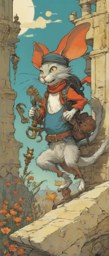 color rat,crab violinist,year of the rat,rataplan,kobold,the pied piper of hamelin,rat,adventurer,musical rodent,atlas squirrel,rat na,masked shrew,art bard,pinocchio,field mouse,game illustration,bush rat,white footed mouse,the wanderer,gerbil,Illustration,Paper based,Paper Based 17