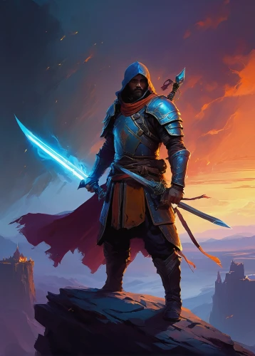 heroic fantasy,the wanderer,lone warrior,swordsman,dane axe,fantasy warrior,paladin,king sword,scythe,massively multiplayer online role-playing game,wind warrior,cg artwork,world digital painting,game art,game illustration,knight,sword,guards of the canyon,warlord,swordsmen,Conceptual Art,Sci-Fi,Sci-Fi 22