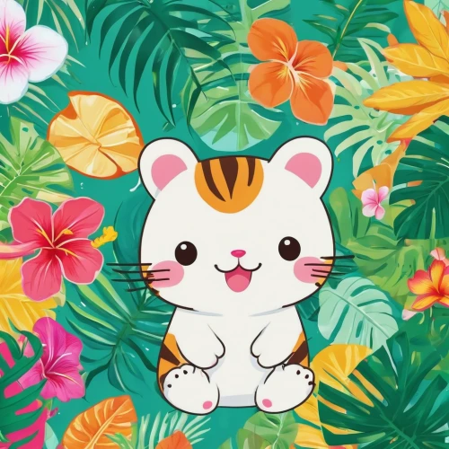 flower animal,flower cat,blossom kitten,kawaii animal patches,tropical floral background,kawaii patches,flower background,kawaii animal patch,floral background,japanese floral background,tropical animals,palm kitten,cute cartoon character,kawaii animals,round kawaii animals,flowers png,spring background,paper flower background,cartoon cat,on a transparent background,Illustration,Japanese style,Japanese Style 01